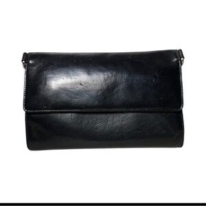 HOBO Black Leather Clutch Bag Wallet Organizer Red Interior